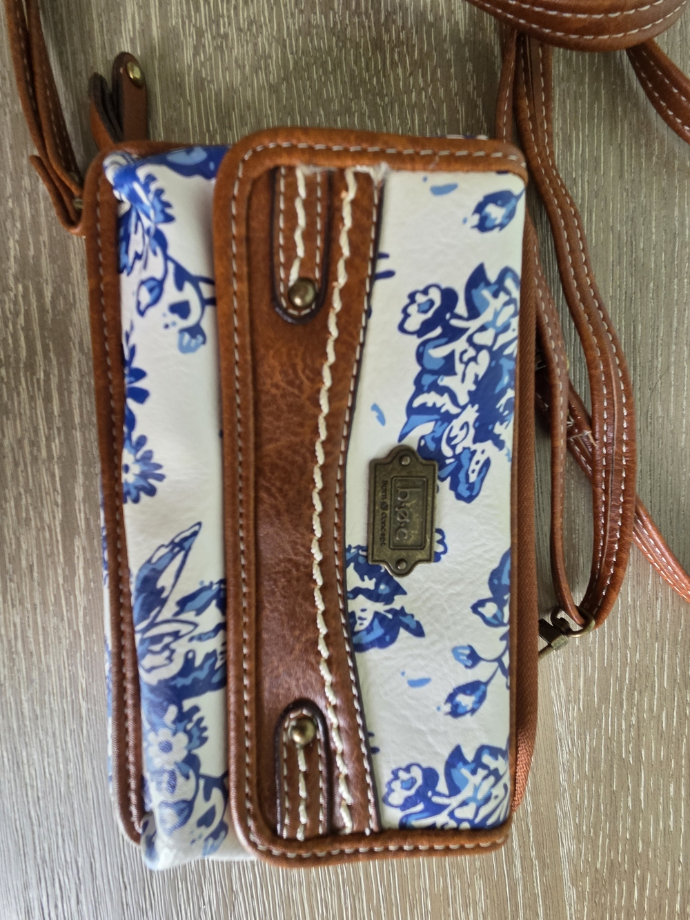 boc Blue and Brown Floral Crossbody Bag